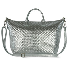 Cargar imagen en el visor de la galería, Italian Genuine Woven-Embossed Metallic Suede Top-Handle Bag | Urbino