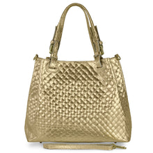 Load image into Gallery viewer, Italian Genuine Woven-Embossed Metallic Suede Top-Handle Bag | Savona