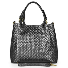 Load image into Gallery viewer, Italian Genuine Woven-Embossed Metallic Suede Top-Handle Bag | Savona