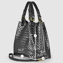 Load image into Gallery viewer, Italian Genuine Woven-Embossed Metallic Suede Top-Handle Bag | Savona