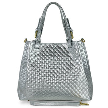 Load image into Gallery viewer, Italian Genuine Woven-Embossed Metallic Suede Top-Handle Bag | Savona