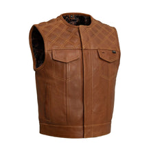 Load image into Gallery viewer, Brown leather vest on a white background