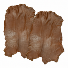 Cargar imagen en el visor de la galería, two Brown Reed sheep skin leather hide on a white background