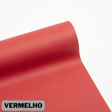 Load image into Gallery viewer, Red vegan leather repair patch for renewing furniture and leather goods, labeled 'Vermelho'. Ideal for covering scratches or scuffs.