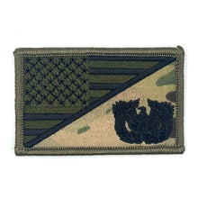 Load image into Gallery viewer, Warrant Officer - USA Flag - 2.25x3.5 Patch with hook fastener, camouflage pattern; ideal for hats, bags, jackets. Made in USA by Tactical Gear Junkie.