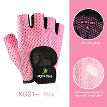 Load image into Gallery viewer, Pink fitness sport glove with anti-skid palm and breathable design for enhanced grip and comfort.