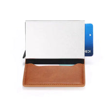 Load image into Gallery viewer, Hold anti-theft leather wallet with RFID NFC protection, vegan leather, showcasing card slot and sleek design.