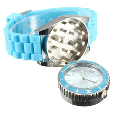 Load image into Gallery viewer, Watch Cigarette Grinder with blue strap, showcasing innovative design combining watch and grinder for stylish smoking convenience.