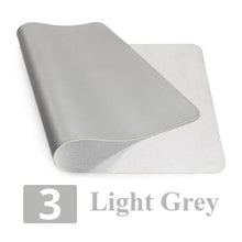 Load image into Gallery viewer, Light grey leather suede desk mat for a stylish and protective workspace upgrade.