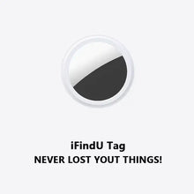 Load image into Gallery viewer, Compact iFindU Tag for precise tracking of keys, belongings, and pets with GPS technology. "Never Lost Your Things!" slogan.