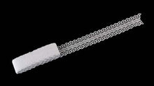 Load image into Gallery viewer, Wedding White embroidered lace trim, 2-inch width, by eZthings for sewing and DIY crafts, ideal for bridal and floral designs.