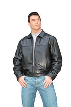 Load image into Gallery viewer, REED Men's Black New Zealand Lambskin Leather Jacket, sleek and stylish, offering comfort and flexibility for any occasion.