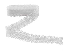 Load image into Gallery viewer, eZthings wedding white embroidered lace trim, 2-inch width, ideal for bridal and DIY craft projects, floral pattern, sewing accessory