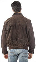 Load image into Gallery viewer, REED Men's brown suede leather jacket, water repellent, stain resistant, with satin lining, back view
