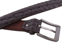 Load image into Gallery viewer, Crocodile print men's PU leather designer dress belt with shiny nickel polished buckle by REED.