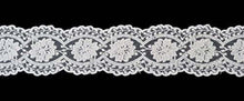 Load image into Gallery viewer, eZthings cotton lace embroidery fabric trim for wedding crafts, DIY decorating, floral design, 6.3 inches wide, 3 yards long
