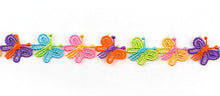 Load image into Gallery viewer, Colorful butterfly lace trim ribbon for sewing and crafting, ideal for floral designs, wedding decor, and DIY fashion projects.