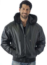 Load image into Gallery viewer, Men's Hooded Leather Bomber Jacket - Bomber Jacket | Reed Sports Wear