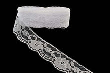 Load image into Gallery viewer, Wedding white embroidered lace trim ribbon for DIY sewing, floral design, and bridal craft projects, 2-inch width by eZthings.