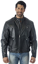 Load image into Gallery viewer, REED Men's Leather Motorcycle Jacket with Zipper Air Vents, Premium Quality, Black Genuine Cowhide, Stylish and Breathable Outerwear