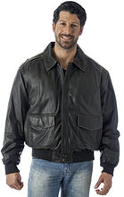 Load image into Gallery viewer, REED Men's Premium Leather Aviator Bomber Jacket, classic style with durable leather, features two hand pockets and knit cuffs.