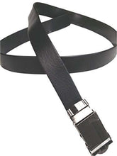 Load image into Gallery viewer, Black PU leather belt with automatic buckle, heavy duty, durable, no holes, one size fits all up to 48 inches, for suits or jeans.