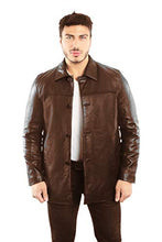 Load image into Gallery viewer, REED EST. 1950 men's brown lambskin leather four button car coat, classic winter jacket, soft and comfortable.
