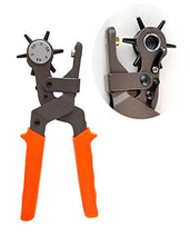 Load image into Gallery viewer, eZthings professional leather-craft revolving punch pliers with orange handles for precise leather hole punching.
