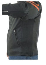 Cargar imagen en el visor de la galería, REED Men's Vented Motorcycle Leather Jacket, Black with hidden air vents and zip-out lining, side view showing vent detail