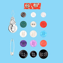 Load image into Gallery viewer, Colorful assortment of buttons and sewing tools from eZthings Professional Sewing Supplies Variety Set for arts and crafts projects.