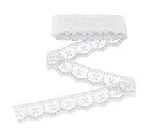 Load image into Gallery viewer, eZthings Wedding White Embroidered Lace Trim, 2-inch wide, ideal for bridal sewing projects, floral designs, and DIY crafts.
