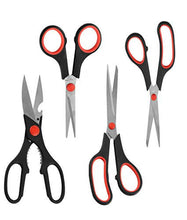 Load image into Gallery viewer, eZthings multipurpose scissors set for crafts and office projects, featuring four high-quality shears with ergonomic handles.