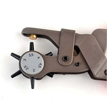 Load image into Gallery viewer, eZthings revolving leather-craft punch pliers with adjustable round punch sizes for belts and leather arts.