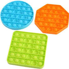 Load image into Gallery viewer, eZthings heavy duty stress relief sensory toy set with push bubble fidget toys in blue, orange, and green shapes for kids and adults