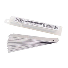 Load image into Gallery viewer, Set of 10 snap-off blades displayed with plastic case, designed for utility knives by eZthings, suitable for cutting various materials.