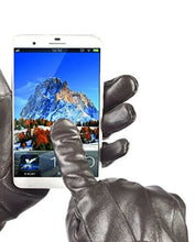 Load image into Gallery viewer, Leather gloves using touchscreen, Reed Men's Genuine Leather Warm Lined Driving Gloves, touchscreen compatible, winter accessory