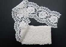 Load image into Gallery viewer, eZthings cotton lace embroidery trim, 16cm wide, 3 yards long, for bridal wedding décor, DIY crafts, floral designs, and jewelry making.