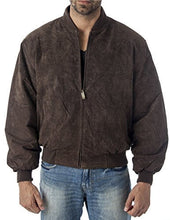 Load image into Gallery viewer, REED Men's Baseball Suede Leather Jacket in brown, featuring classic style, durable suede material, suitable for fall and spring.