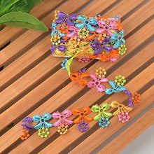 Load image into Gallery viewer, Colorful embroidered floral lace trim ribbon for sewing, crafts, and fashion by eZthings.