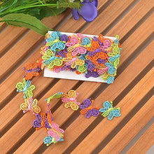 Load image into Gallery viewer, Colorful embroidered floral lace trim ribbon for sewing and craft projects by eZthings, ideal for wedding and home décor.