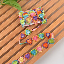 Load image into Gallery viewer, Colorful heart-shaped lace and trims for sewing, craft projects, featuring vibrant embroidered patterns, ideal for DIY designs.
