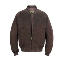 Load image into Gallery viewer, Men's baseball suede leather jacket by REED, durable all-season wear, classic style, soft touch, satin lining, perfect for fall and spring