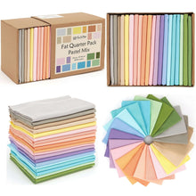 Load image into Gallery viewer, 20 Fat Quarter Bundle in Pastel Mix Colors, 100% Cotton, Perfect for Quilting and Crafting, Box Display with Rainbow Soft Fabrics