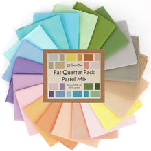 Load image into Gallery viewer, 20 Fat Quarter Bundle in Pastel Mix, 100% Cotton, 20 Colors for Quilting & Crafting, Soft Fabric Gift Set, Eco-Friendly Packaging