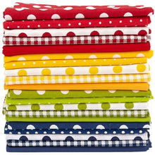 Charger l'image dans la galerie, 20 Fat Quarter Bundle with Polka-dot Patterns in Red, Yellow, Green, and Blue - 100% Cotton Quilting & Crafting Fabric, 140 gsm.