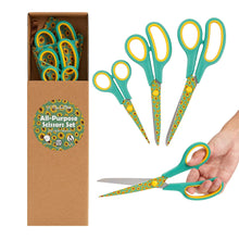 Load image into Gallery viewer, Special Gift Box Soft Grip Sunflowers Scissors Set with handmade fabric case for crafts, school, and office in 3 sizes.