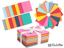 Load image into Gallery viewer, Colorful Fat Quarter Bundle - 100% Cotton Pure Solids, 14 Bright Colors, Quilting Fabric, Retro Gift, Sewing Craft Material, 140 gsm