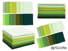Load image into Gallery viewer, Fat Quarter Bundle of 100% Cotton in Emerald Green Shades for Quilting and Crafting