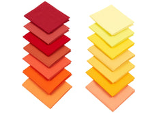 Load image into Gallery viewer, 14 Fat Quarter Bundle in warm sunrise and sunset colors, 100% cotton, perfect for quilting and crafting projects.