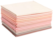 Load image into Gallery viewer, Stack of Pure Solids Fat Quarter Bundle in soft pinks, 14 colors, 100% cotton, ideal for quilting and crafting.
